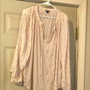 Torrid Pink Relaxed Tie Front Bib Collar Blouse